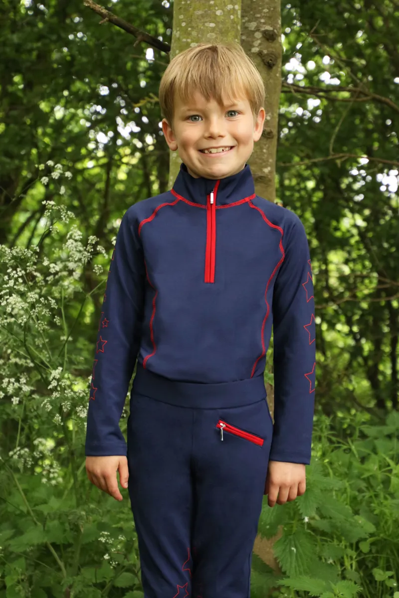 Hy Equestrian Stella Children's Base Layer - Navy/Red